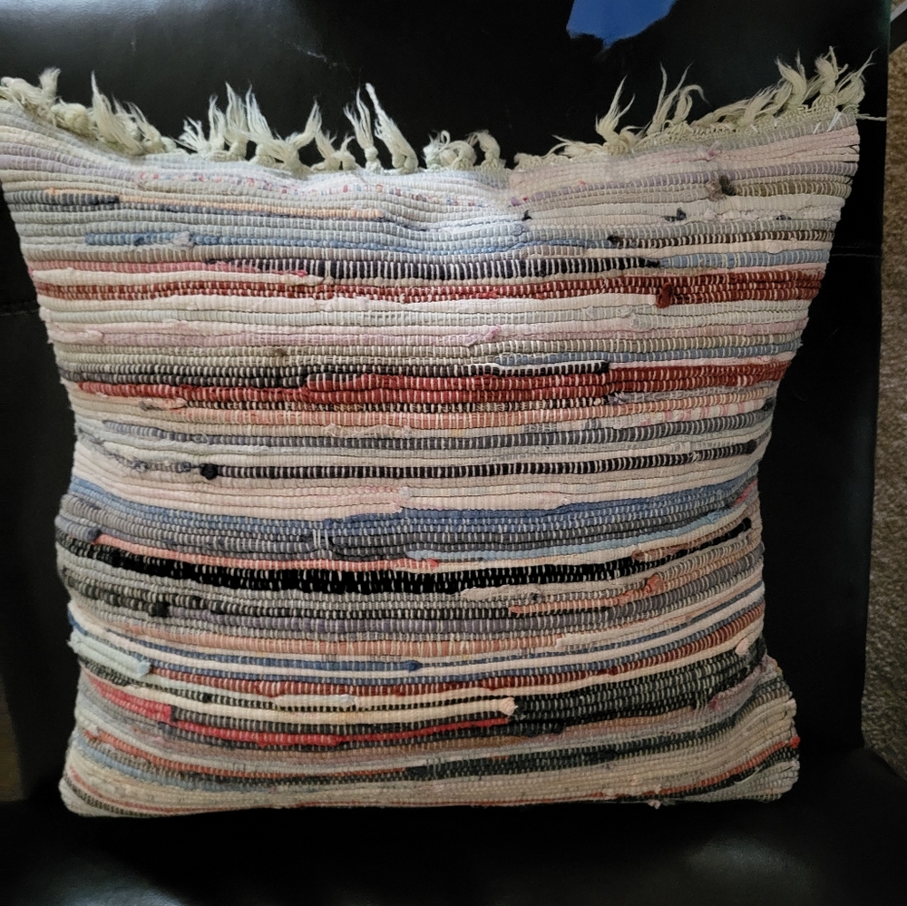 Old rag rug pillow